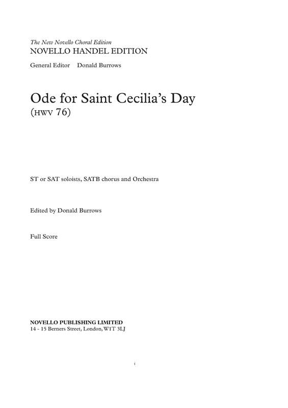 Ode For Saint Cecilia's Day